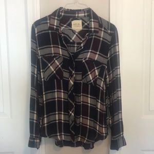 Thread & Supply navy and red plaid flannel shirt